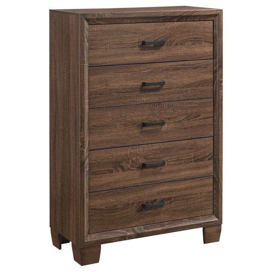 CoasterEveryday - Brandon - 5-Drawer Chest - Medium WArm - Brown - 5th Avenue Furniture