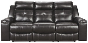 Ashley Furniture - Kempten - Black - Reclining Sofa - 5th Avenue Furniture