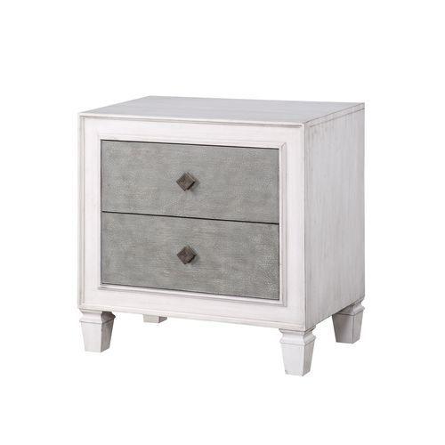 ACME - Katia - Nightstand - Rustic Gray & White Finish - 5th Avenue Furniture