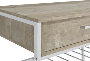 Coaster Fine Furniture - Melrose - Bar Cabinet - Gray Washed Oak And Chrome - 5th Avenue Furniture