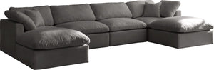 Meridian Furniture - Plush - Velvet Standart Comfort Modular Sectional 6 Piece - Grey - Fabric - 5th Avenue Furniture