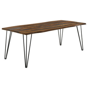CoasterEssence - Neve - Live-Edge Dining Table With Hairpin Legs - Sheesham Gray And Gunmetal - 5th Avenue Furniture