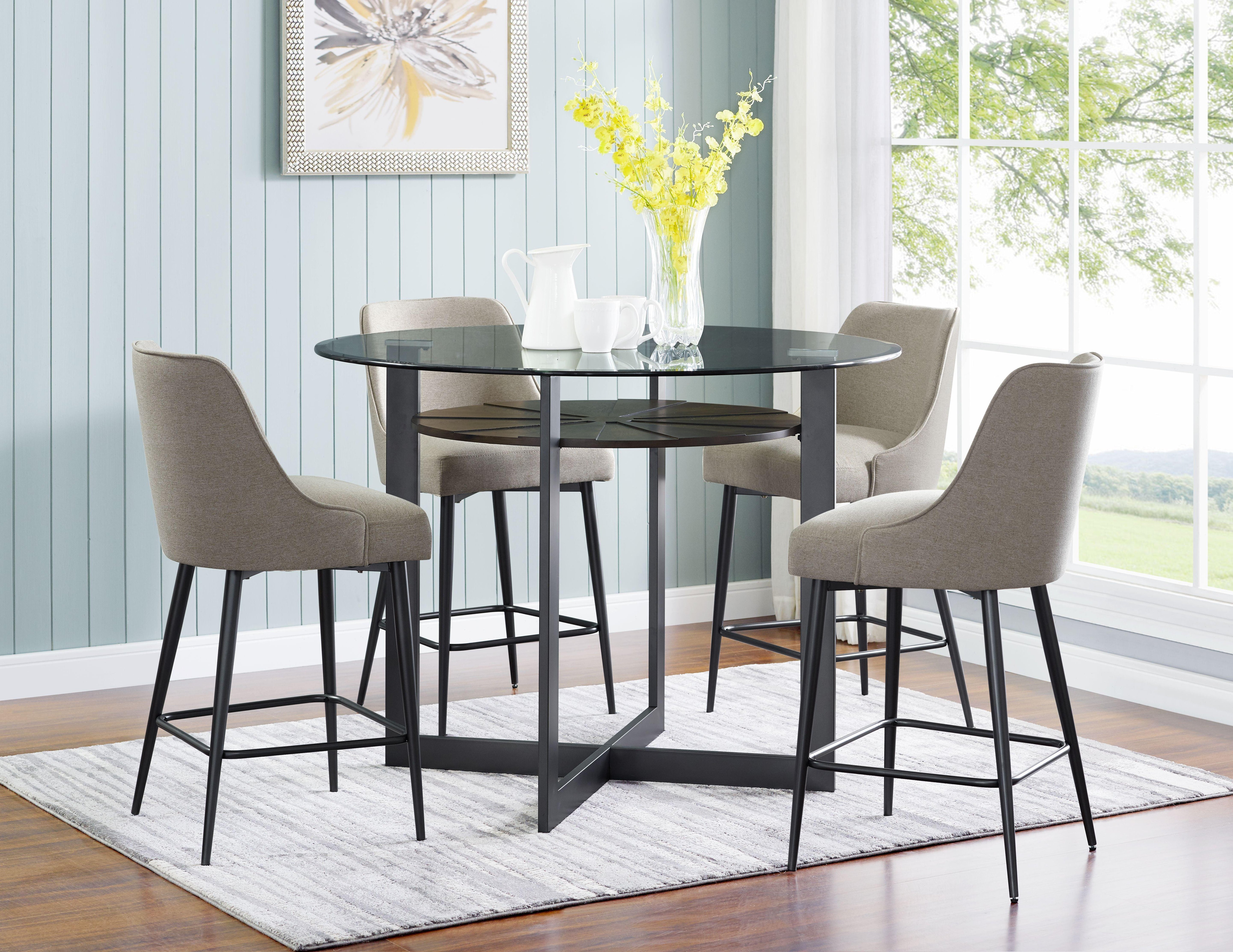 Steve Silver Furniture - Olson - 5 Piece Counter Dining Set - Dark Gray - 5th Avenue Furniture