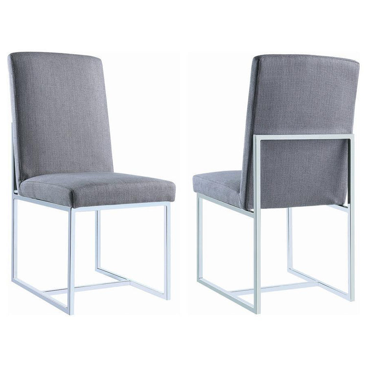 CoasterElevations - Mackinnon - Upholstered Side Chairs (Set of 2) - Gray And Chrome - 5th Avenue Furniture