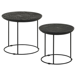 CoasterEssence - Loannis - 2 Piece Round Nesting Table - Matte Black - 5th Avenue Furniture