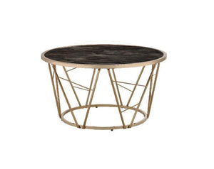 ACME - Cicatrix - Coffee Table - Faux Black Marble Glass & Champagne Finish - 5th Avenue Furniture