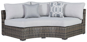 Signature Design by Ashley® - Harbor Court - Gray - Curved Loveseat With Cushion - 5th Avenue Furniture