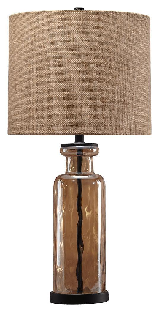 Ashley Furniture - Laurentia - Champagne - Glass Table Lamp - 5th Avenue Furniture