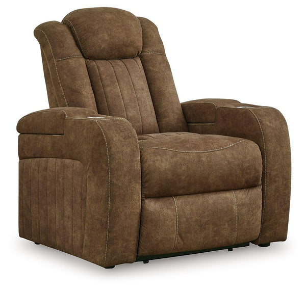 Signature Design by Ashley® - Wolfridge - Brindle - Power Recliner/Adj Headrest - 5th Avenue Furniture