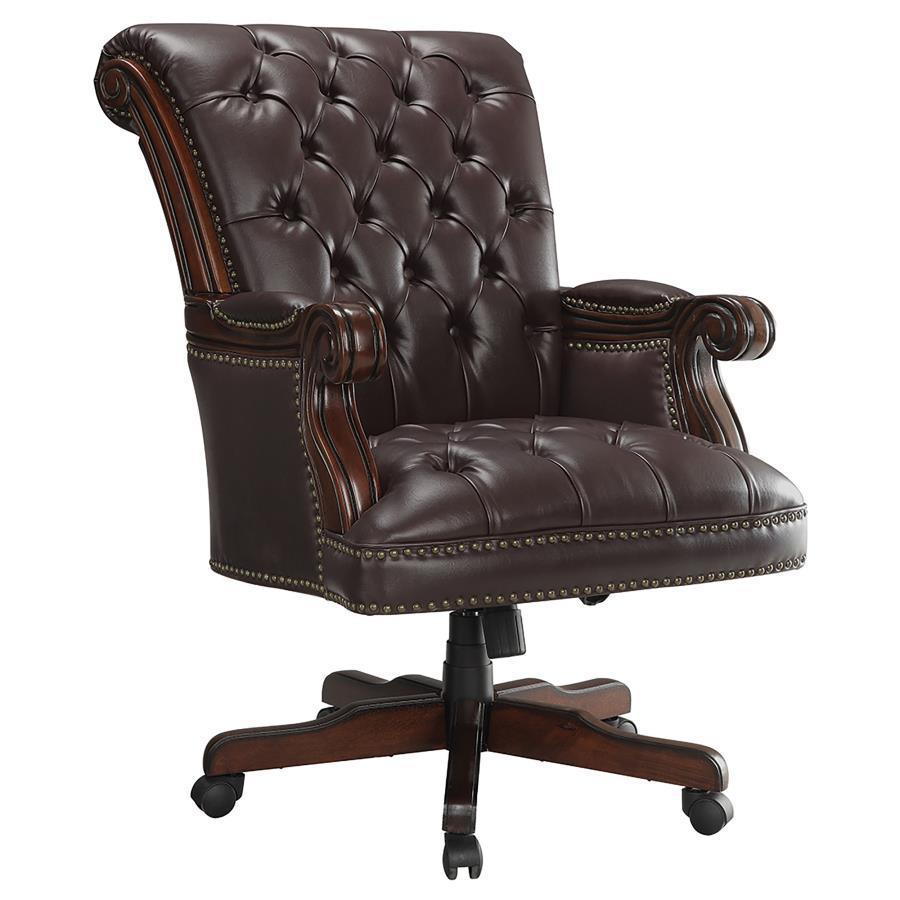 CoasterElevations - Calloway - Tufted Adjustable Height Office Chair - Dark Brown - 5th Avenue Furniture