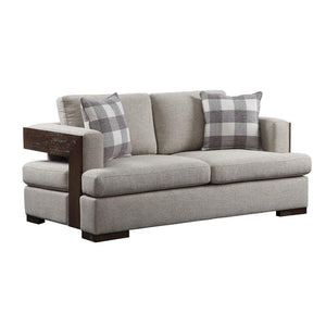 ACME - Niamey - Loveseat - Fabric & Walnut - 5th Avenue Furniture