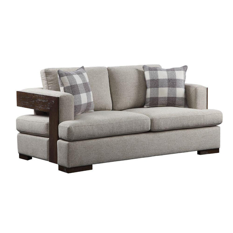 ACME - Niamey - Loveseat - Fabric & Walnut - 5th Avenue Furniture