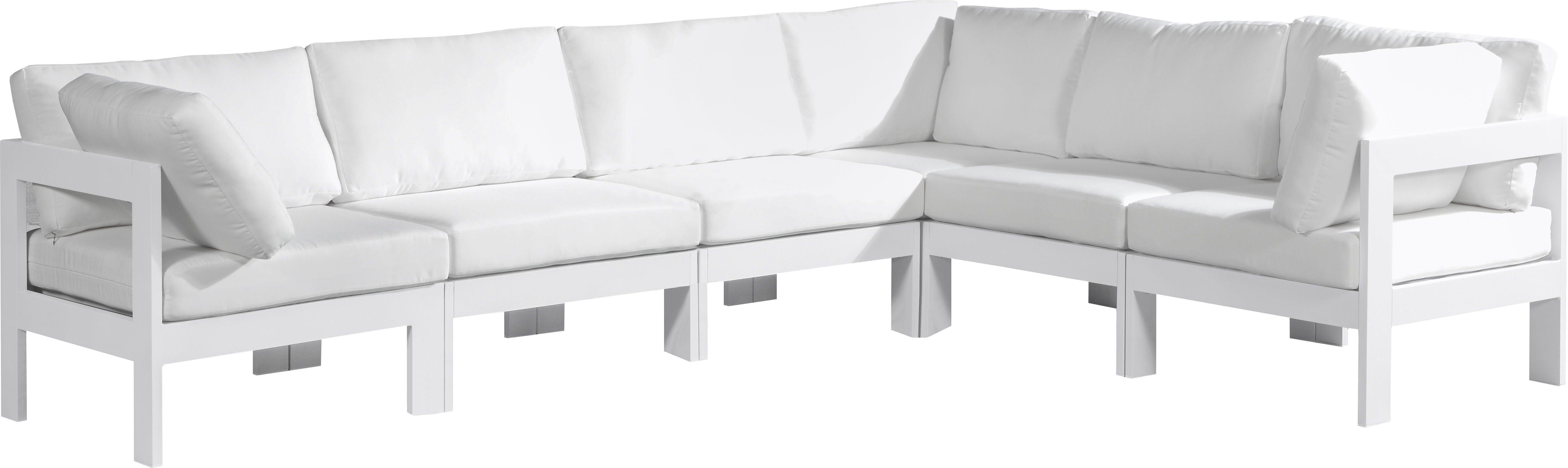 Meridian Furniture - Nizuc - Outdoor Patio Modular Sectional 6 Piece - White - Metal - 5th Avenue Furniture