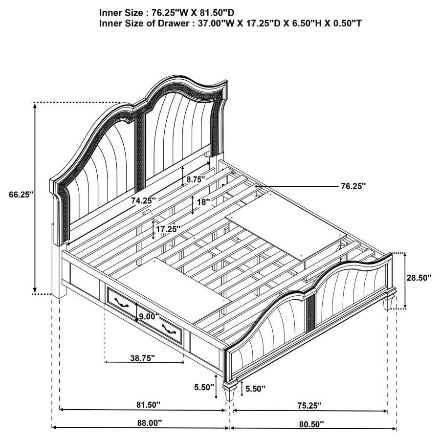 Coaster Fine Furniture - Evangeline - Storage Bed With LED Headboard - 5th Avenue Furniture