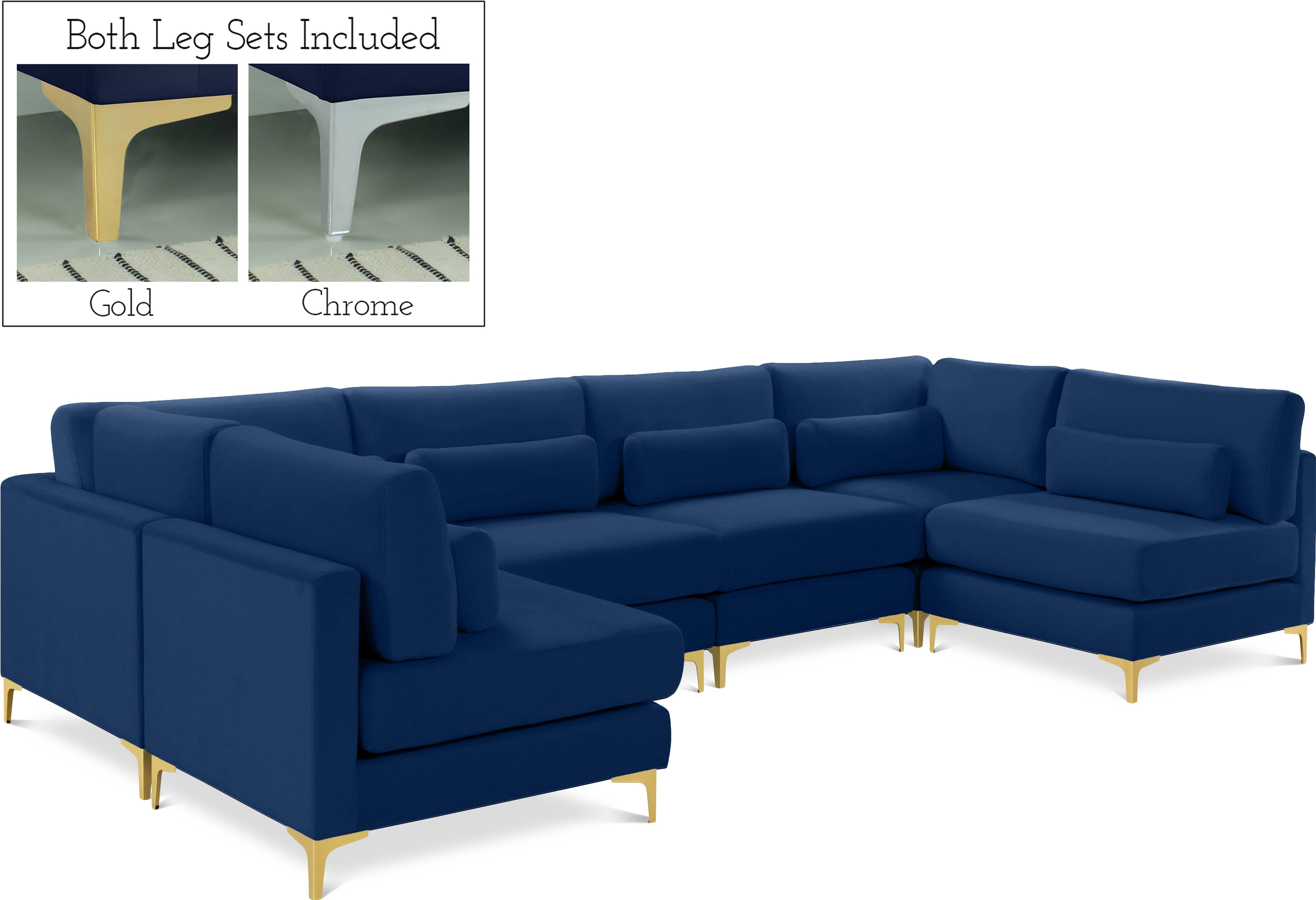 Meridian Furniture - Julia - Modular Sectional 6 Piece - Navy - 5th Avenue Furniture