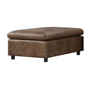 ACME - Audrey - Ottoman - 2-Tone Mocha Polished Microfiber - 5th Avenue Furniture