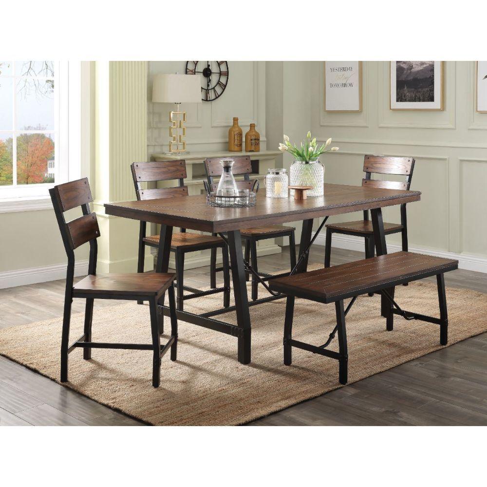 ACME - Mariatu - Dining Table - Oak & Black - 5th Avenue Furniture