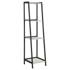 CoasterEssence - Pinckard - 4-Shelf Ladder Bookcase - Gray Stone And Black - 5th Avenue Furniture