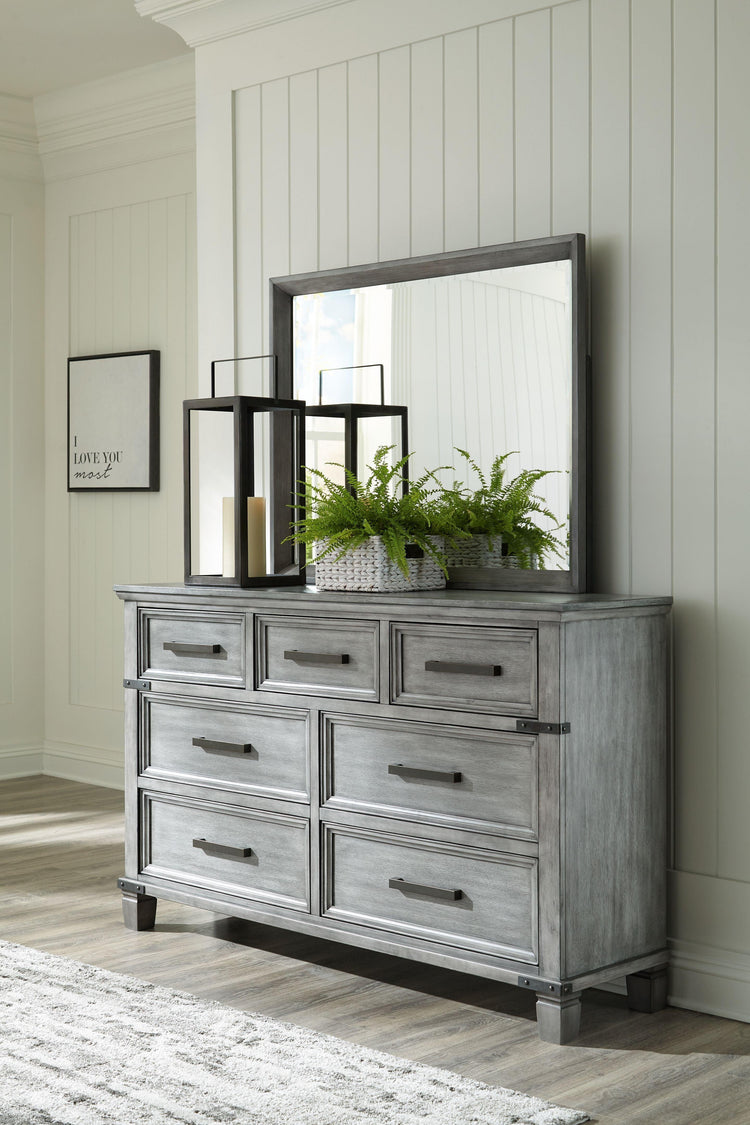 Ashley Russelyn 7 Drawer Dresser and Mirror, Gray Ashley Russelyn 7 Drawer Dresser and Mirror, Gray