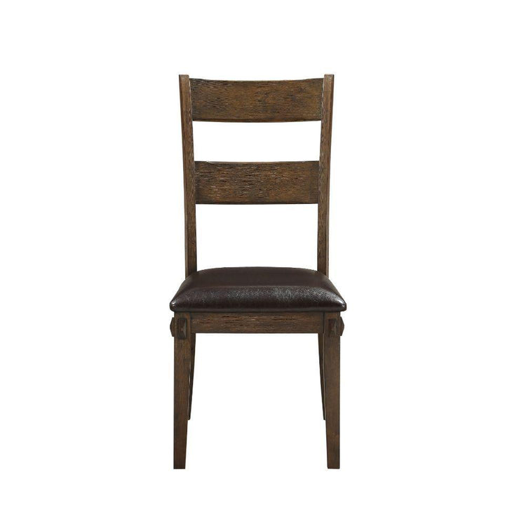 ACME - Nabirye - Side Chair (Set of 2) - PU & Dark Oak - 5th Avenue Furniture