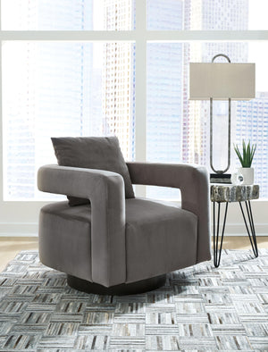 Ashley Furniture - Alcoma - Otter - Swivel Accent Chair - 5th Avenue Furniture