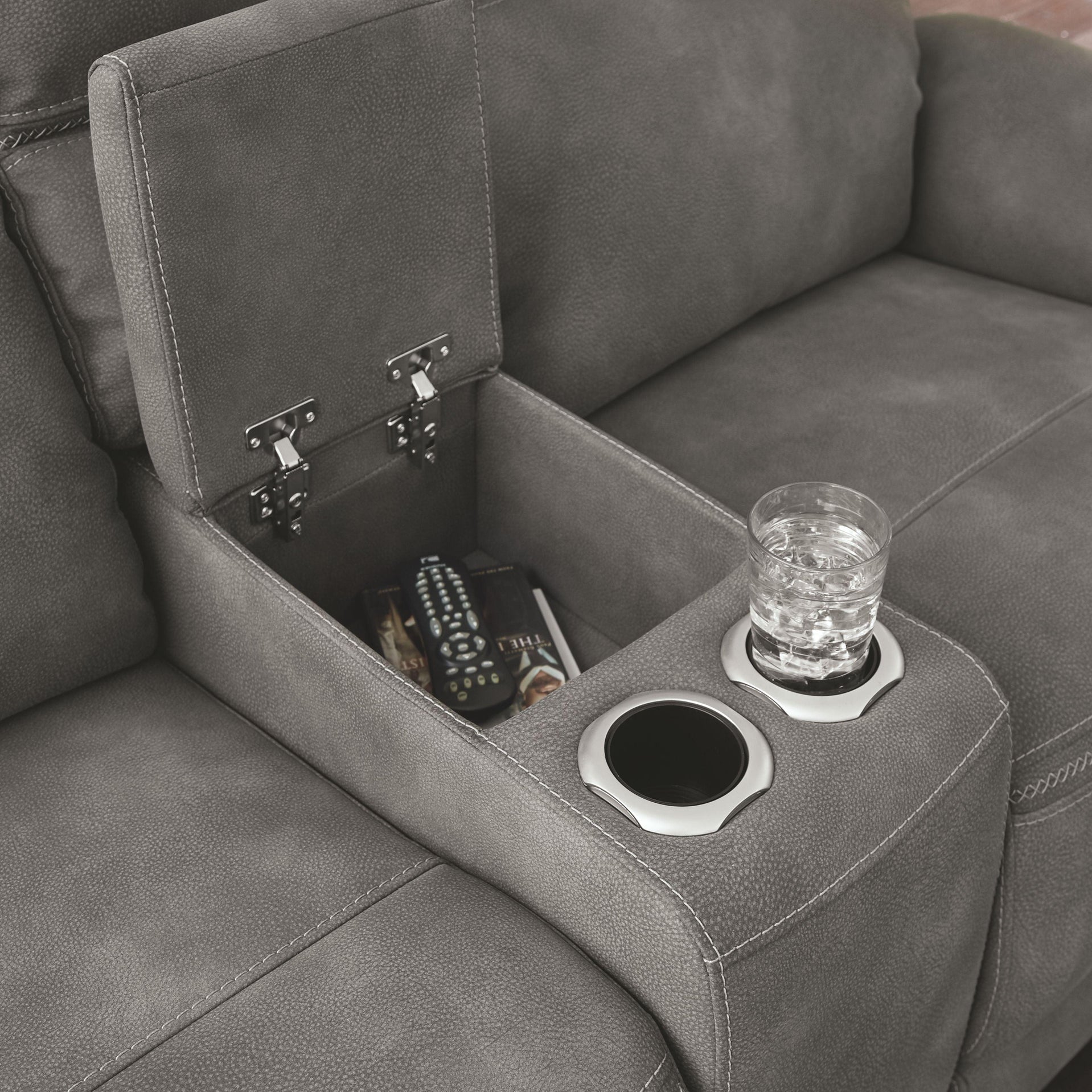 Ashley Furniture - Next-Gen DuraPella - Reclining Power Loveseat With Console - 5th Avenue Furniture