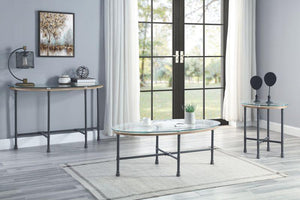 ACME - Brantley - End Table - Clear Glass & Sandy Gray Finish - 5th Avenue Furniture