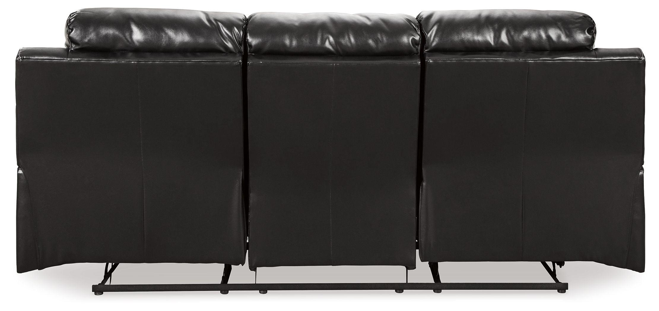 Ashley Furniture - Kempten - Black - Reclining Sofa - 5th Avenue Furniture