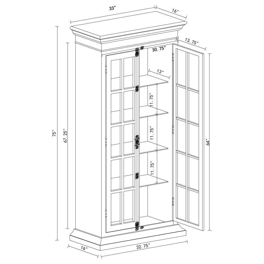 CoasterElevations - Toni - 2-Door Tall Cabinet - Antique White - 5th Avenue Furniture