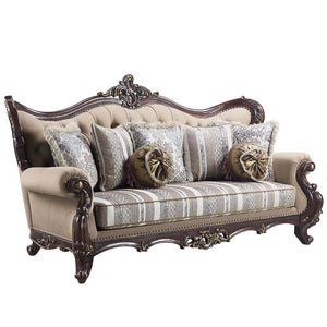 ACME - Ragnar - Sofa - Light Brown Linen & Cherry Finish - 5th Avenue Furniture