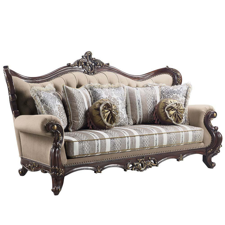 ACME - Ragnar - Sofa - Light Brown Linen & Cherry Finish - 5th Avenue Furniture