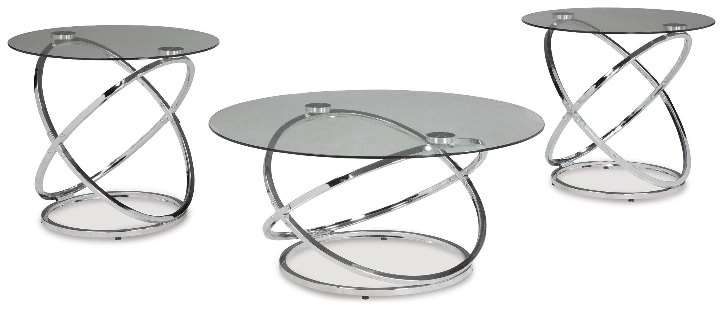 Ashley Furniture - Hollynyx - Chrome Finish - Occasional Table Set (Set of 3) - 5th Avenue Furniture