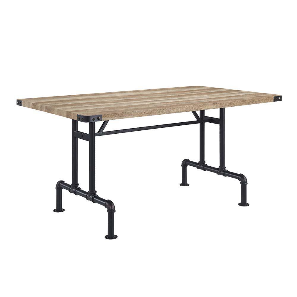 ACME - Edina - Dining Table - Oak & Sandy Black Finish - 5th Avenue Furniture