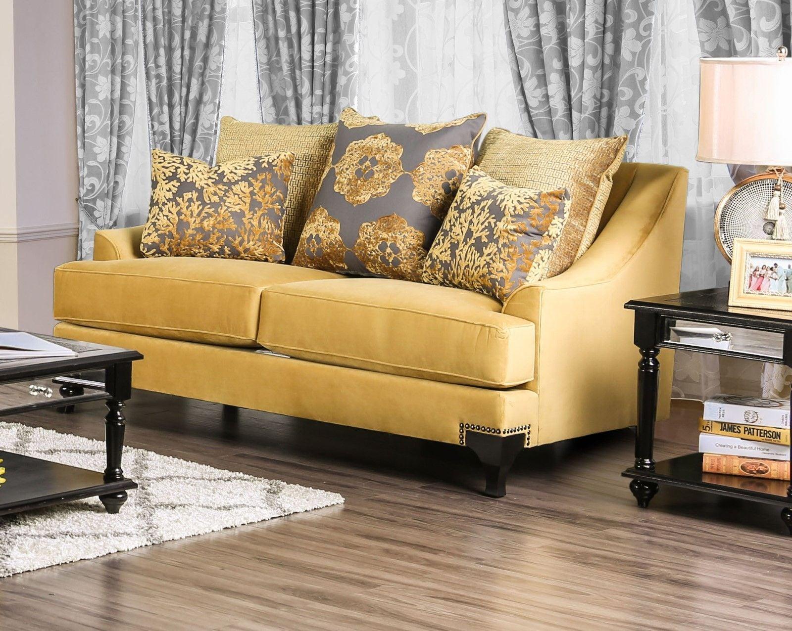 Furniture of America - Viscontti - Loveseat - Gold / Gray - 5th Avenue Furniture