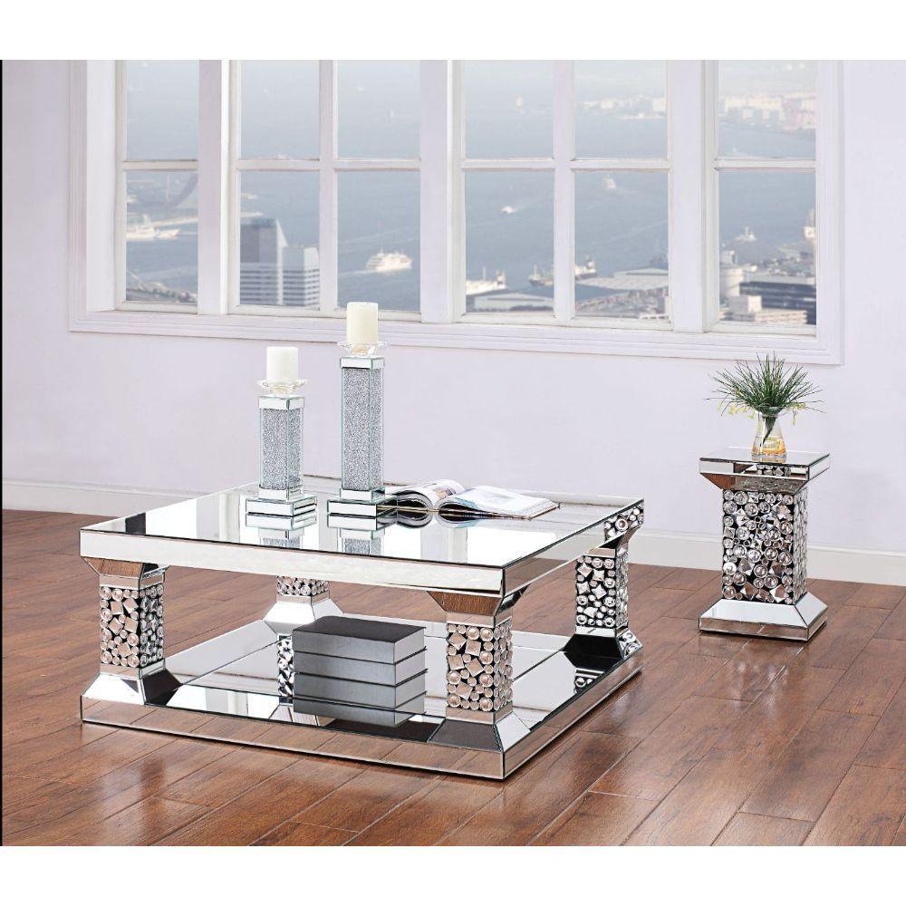 ACME - Kachina - Coffee Table - Mirrored & Faux Gems - 5th Avenue Furniture
