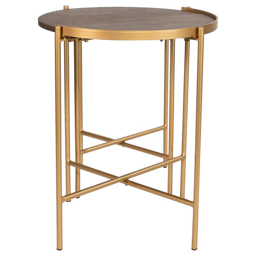 Coaster Fine Furniture - Malka - 2 Piece Round Nesting Table - Dark Brown And Gold - 5th Avenue Furniture