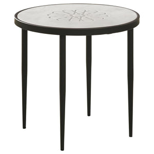 Coaster Fine Furniture - Kofi - Round Marble Top Side Table - White And Black - 5th Avenue Furniture