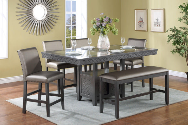 Crown Mark - Bankston - Counter Height Chair With Nailhead (Set of 2) - Gray - 5th Avenue Furniture