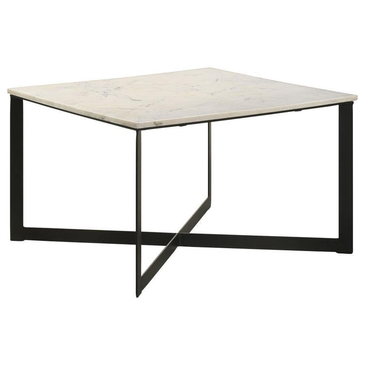 Coaster Fine Furniture - Tobin - Square Marble Top Coffee Table - White And Black - 5th Avenue Furniture