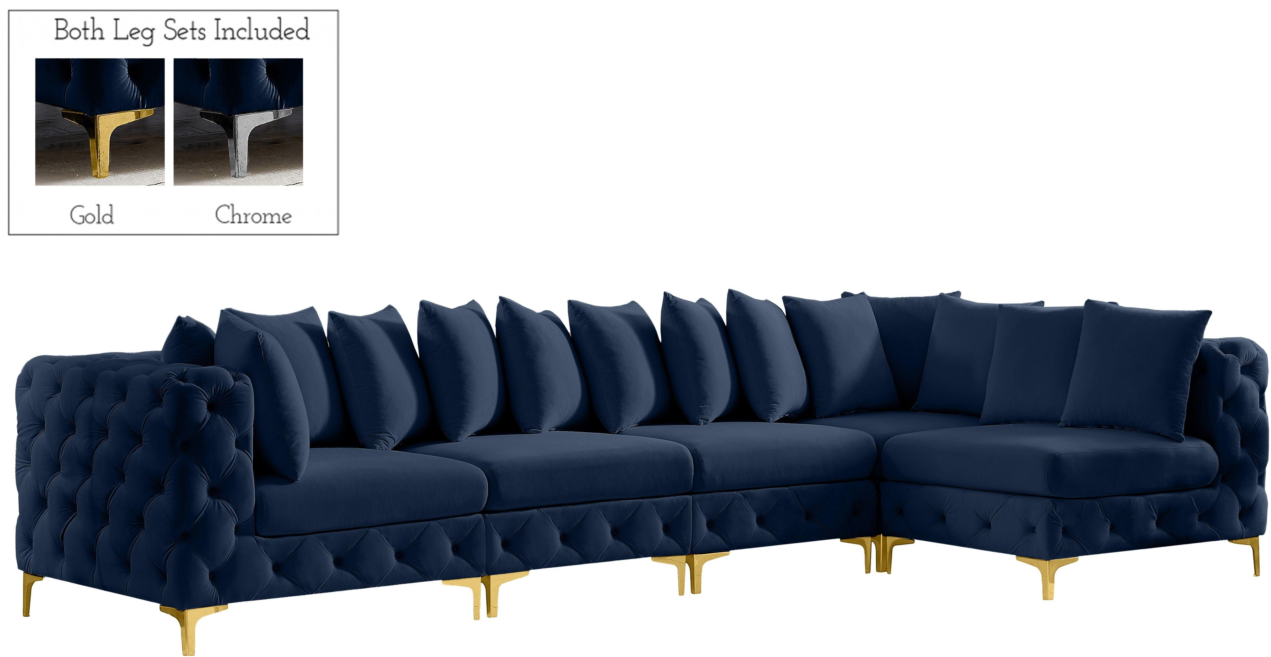 Meridian Furniture - Tremblay - Modular Sectional 5 Piece - Navy - Fabric - 5th Avenue Furniture