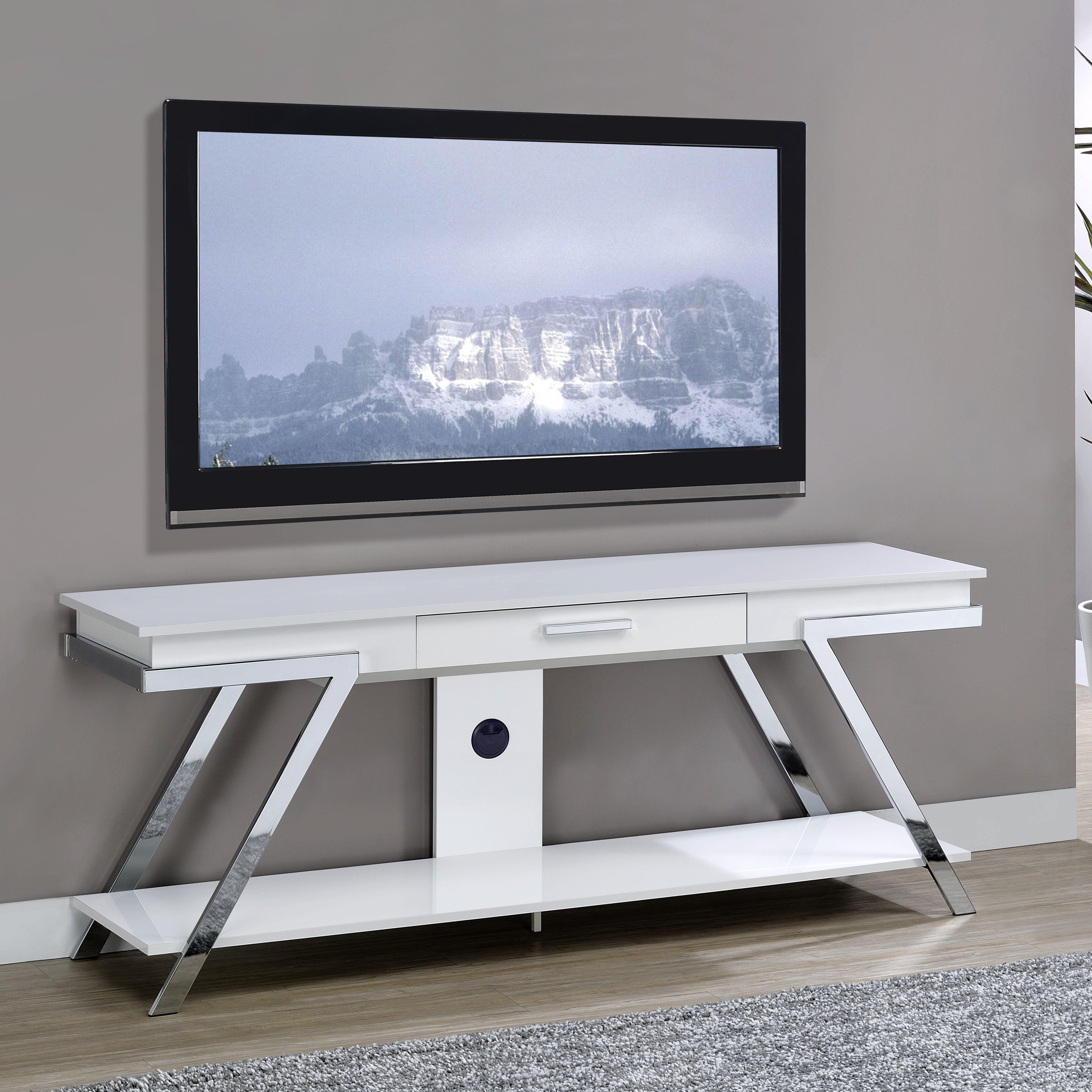 Steve Silver Furniture - Zena - TV Stand With Drawer - White - 5th Avenue Furniture