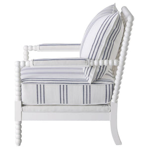 CoasterElevations - Blanchett - Upholstered Accent Chair With Spindle Accent - White And Navy - 5th Avenue Furniture