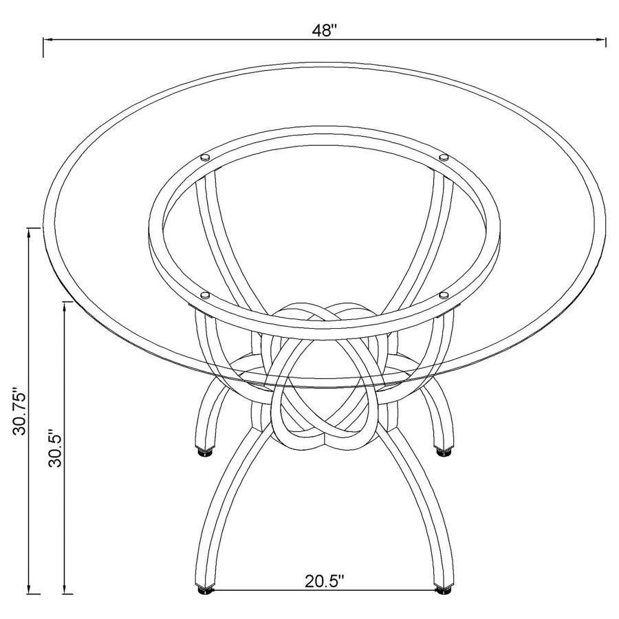 Coaster Fine Furniture - Aviano - 48" Round Glass Top Dining Table - Clear And Gunmetal - 5th Avenue Furniture