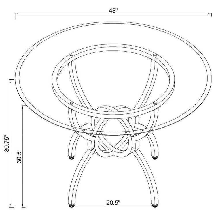 Coaster Fine Furniture - Aviano - 48" Round Glass Top Dining Table - Clear And Gunmetal - 5th Avenue Furniture