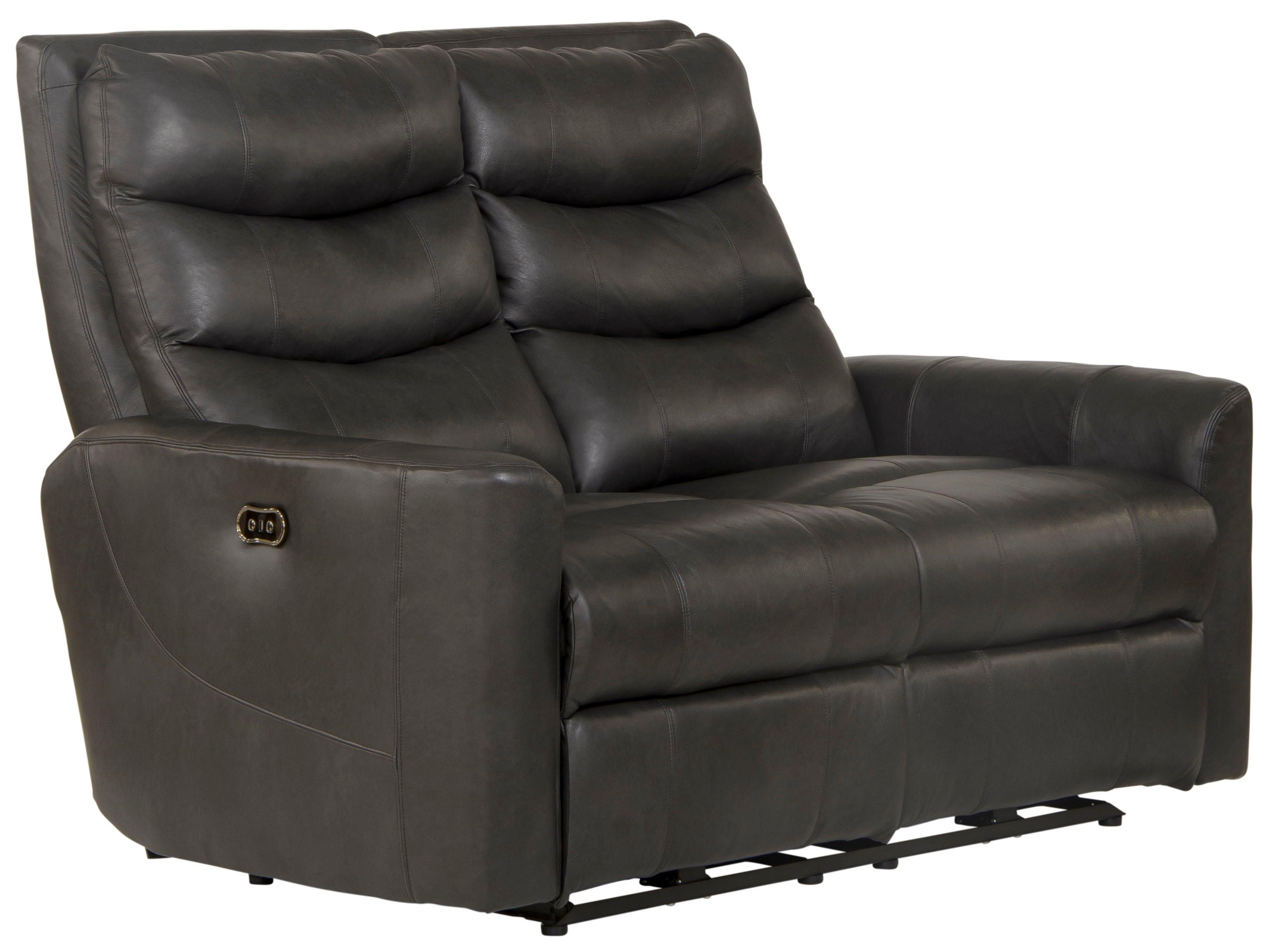 Catnapper - Bosa - Power Reclining Loveseat - Charcoal - Leather - 5th Avenue Furniture