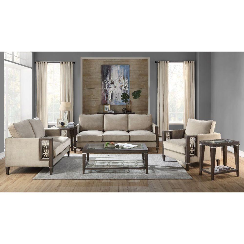 ACME - Peregrine - Sectional Sofa - Velvet & Walnut - 5th Avenue Furniture