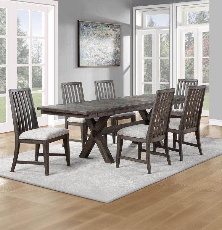 Steve Silver Furniture - Riverdale - 7 Piece Dining Set (Black Dining Table, 6 Side Chairs) - Black - 5th Avenue Furniture