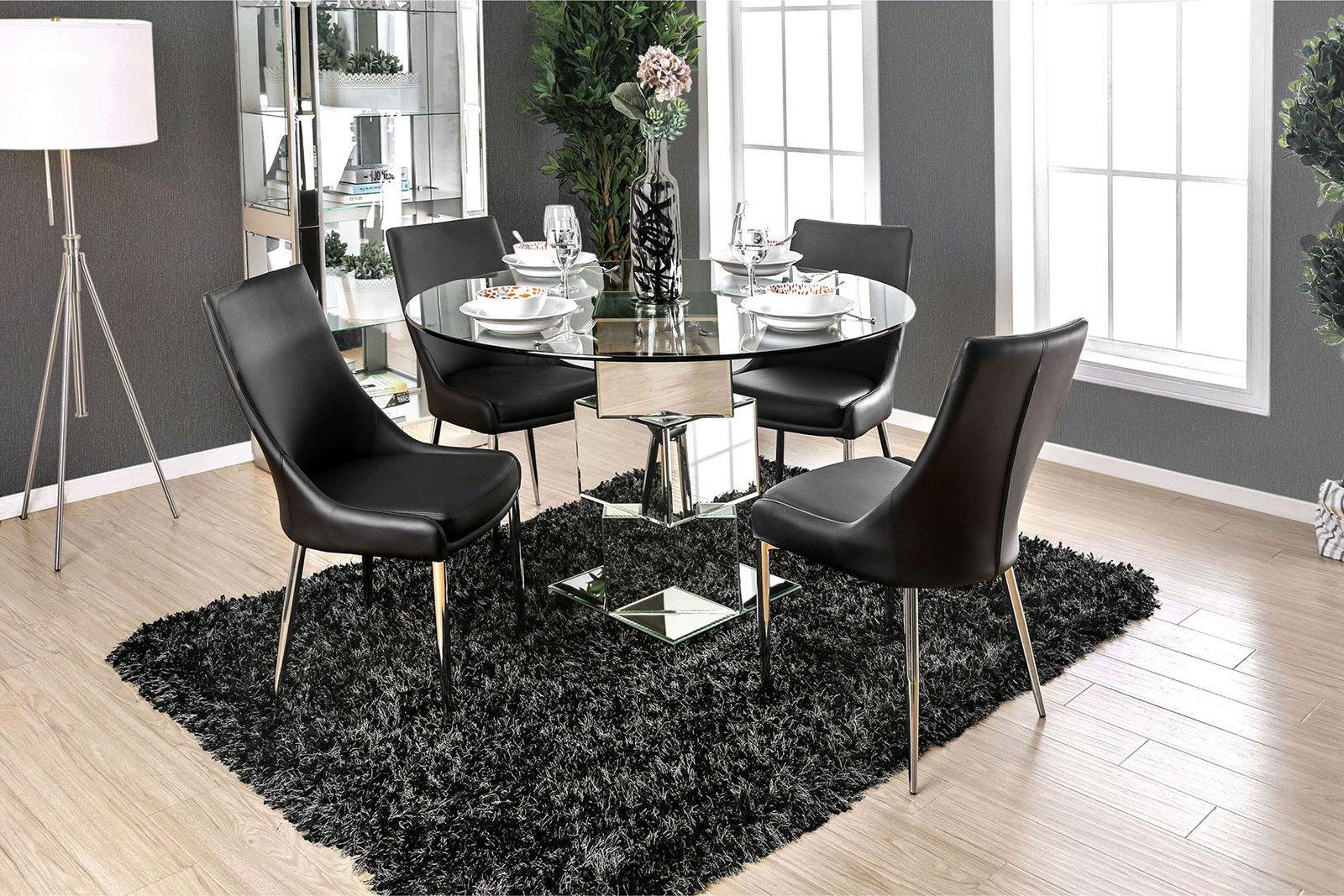 Furniture of America - Izzy - Round Dining Table - Silver - 5th Avenue Furniture