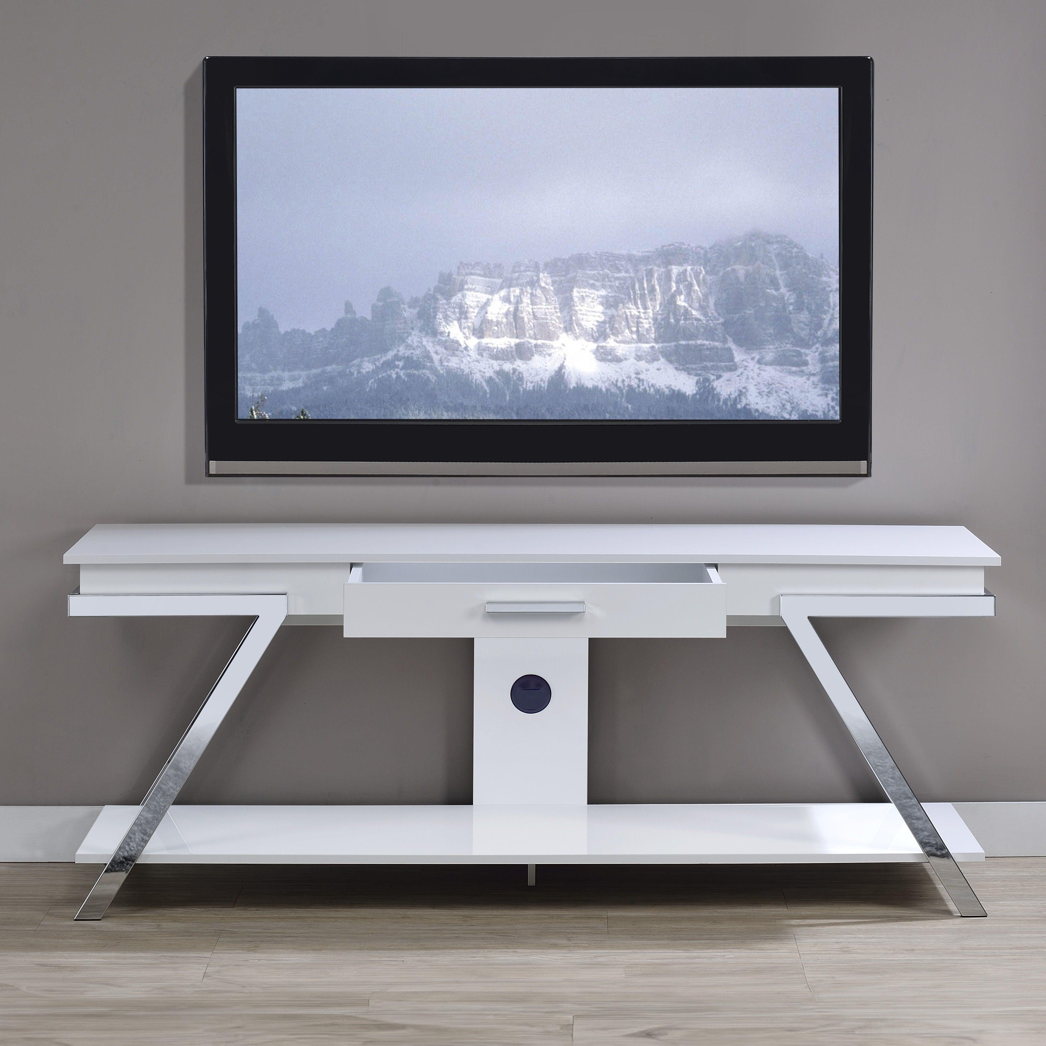 Steve Silver Furniture - Zena - TV Stand With Drawer - White - 5th Avenue Furniture