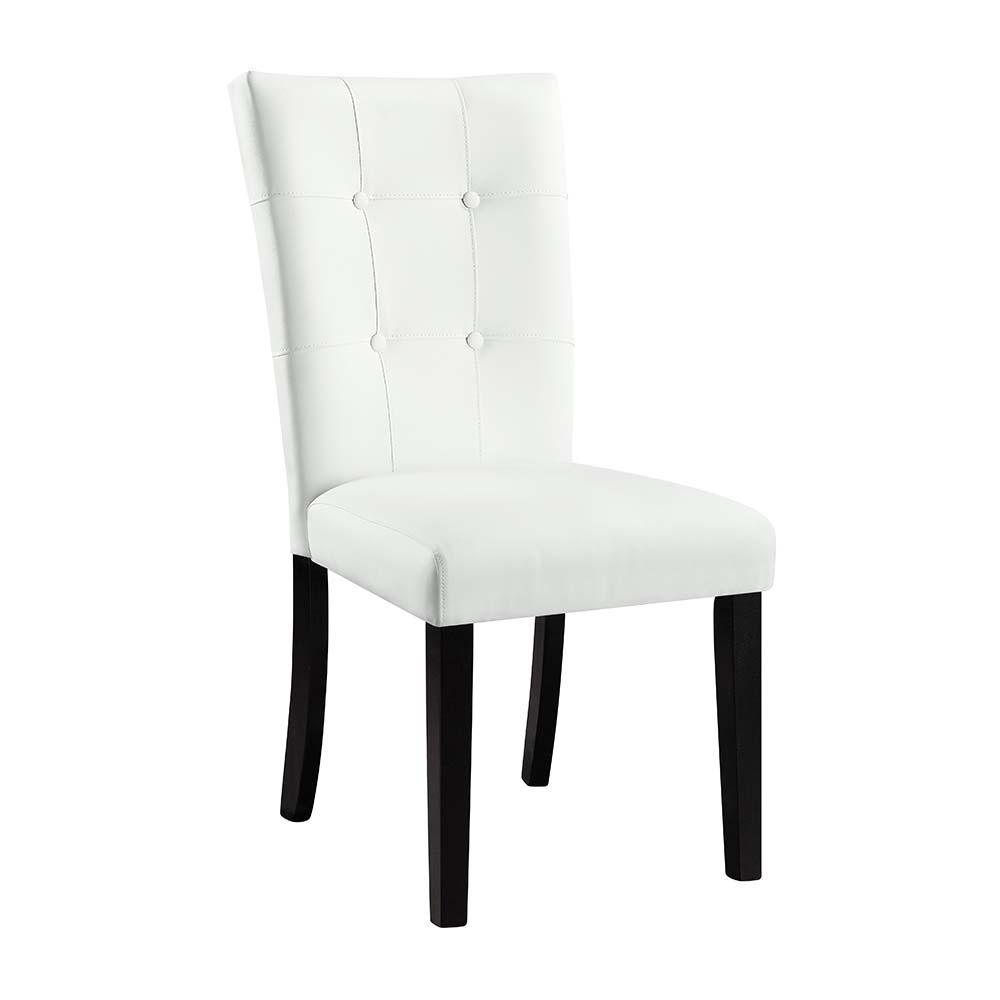 ACME - Hussein - Side Chair (Set of 2) - White PU & Black Finish - 5th Avenue Furniture
